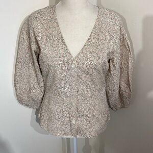 Madewell Floral Blouse - Cream and Orange